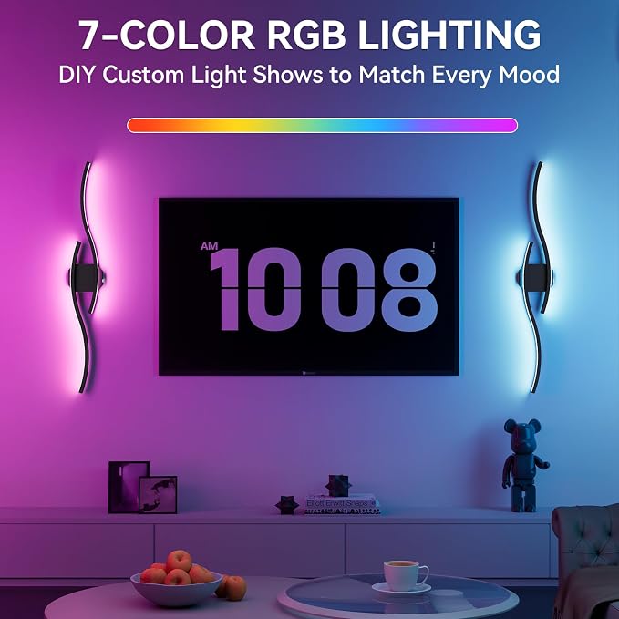 hunhun 40 Inch Battery Operated Wall Sconces, Wireless Wall Sconce with Remote Control, Rechargeable Sconces 3000K-6500K, RGB Dimmable Wall Lights for Living Room, Hallway, Bedroom (40 inch 1Pack)