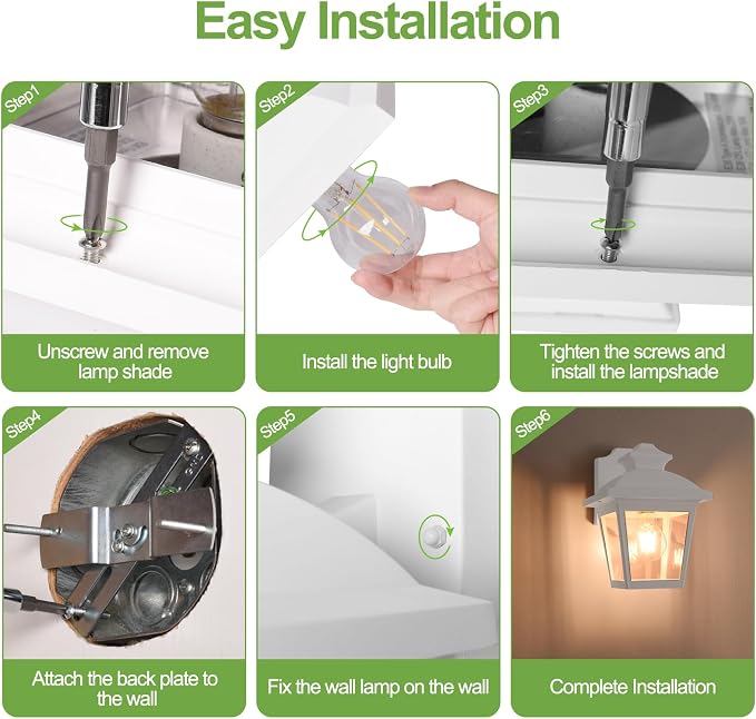 FUDESY Outdoor Wall Lantern, Exterior Waterproof Porch Light, Plastic Material Wall Sconce Light Fixture for Front Door, Garage, Patio, White, FDS746E26W (Bulb Included)