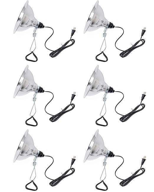Simple Deluxe Clamp Lamp Light Socket with 8.5 Inch Aluminum Reflector, Suit for Max 150 Watt Lamp (No Bulb Included) with 18/2-Gauge 6 Feet Cord, Silver, 6 Pack