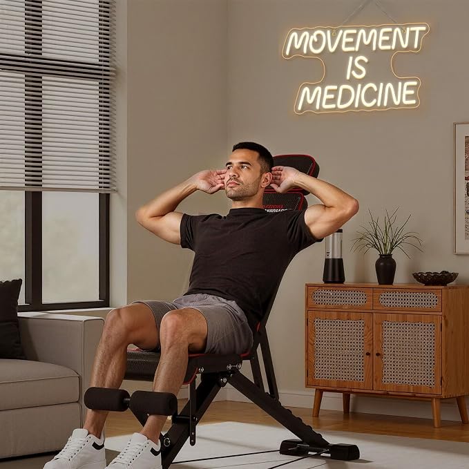 Movement Is Medicine Neon Sign Gym Light Up Home Fitness Club LED Exercise Neon Signs for Wall Decor in Sports Room Party Bar LED Warm White Letters Sign in Home Gym Decor Art Gifts for Adult