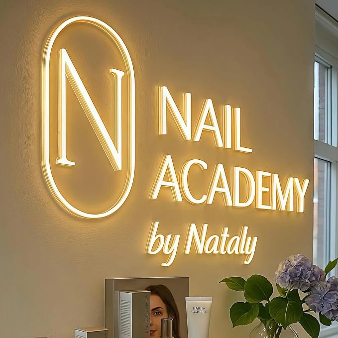 Custom Neon Signs, Neon Name Sign Customizable for Business Backdrop | Personalized LED Logo Light Up Sign for Beauty Salon, Nail Bar & Cafe Wall Decor. Elevate Your Shop’s Vibe.