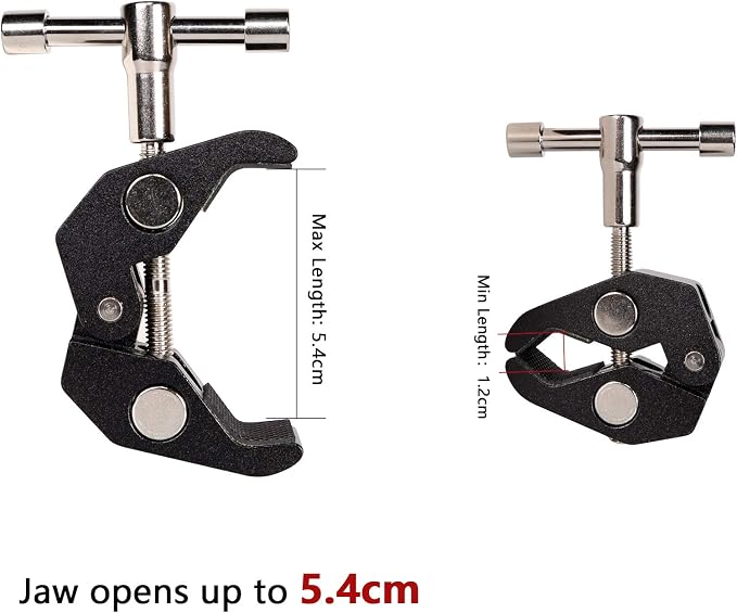 4Pack Super Clamp with 1/4 and 3/8 Thread for Photography,Camera Monitor, Plate Glass,LED Light, Umbrellas,Hooks, Shelves, Cross Bars,Photo Accessories