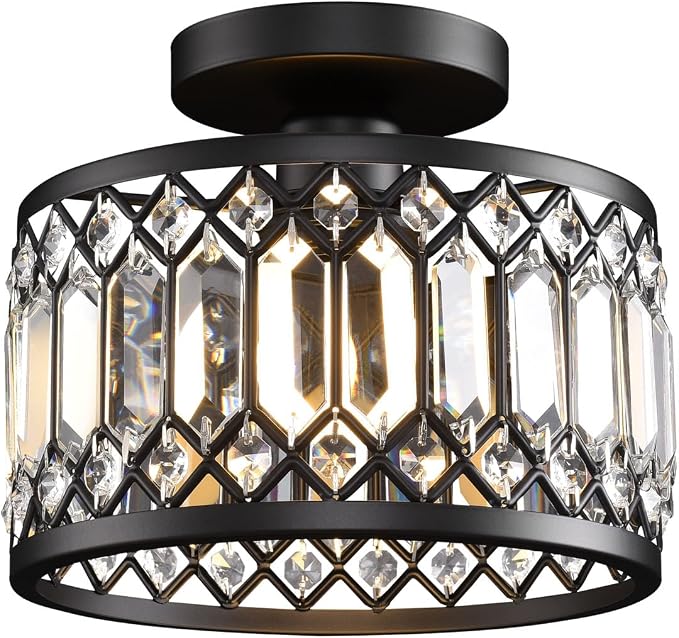 Semi Flush Mount Ceiling Light,Industrial Semi Flush Mount Ceiling Light,Industrial Black Light Fixtures Ceiling Mount, Chandelier Kitchen Lighting Black Flush Mount Light,Vintage Light Fixture