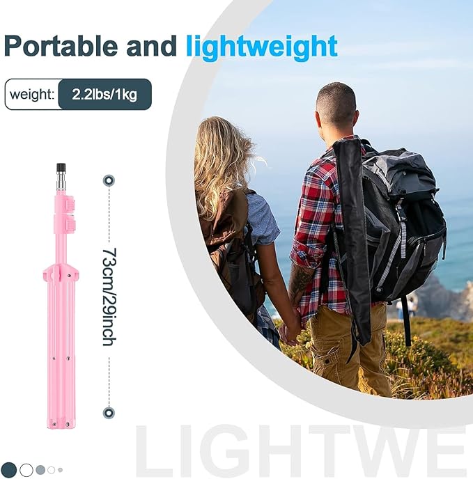 EMART 7 Ft Light Stand for Photography, Portable Photo Video Tripod Stand, 2 Pack Lighting Stand with Carry Case for Speedlight, Flash, Softbox,Strobe Light, Camera, Photographic Portrait -Pink