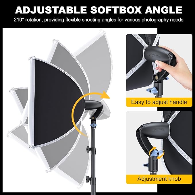 LINCO 16"x16" Softbox Lighting Kit with 85W LED Bulb & Adjustable Tripod | Professional photography lighting kit, ideal for photo light studio, video recording & live streaming
