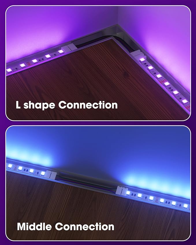HitLights 12 Pack 10mm 4 Pin RGB LED Strip Connectors - 6 Inch Solderless Connectors for 5050 Color Changing LED Tape Light, Kitchens, Cabinets and More