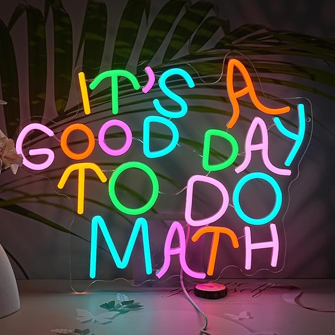 LISIGNVE It's A Good Day To Do Math Neon Sign for Classroom Decor Teacher Light Up Sign LED Math Neon Light for Wall Decor Students Middle High School College Dorm Bedroom Home Office