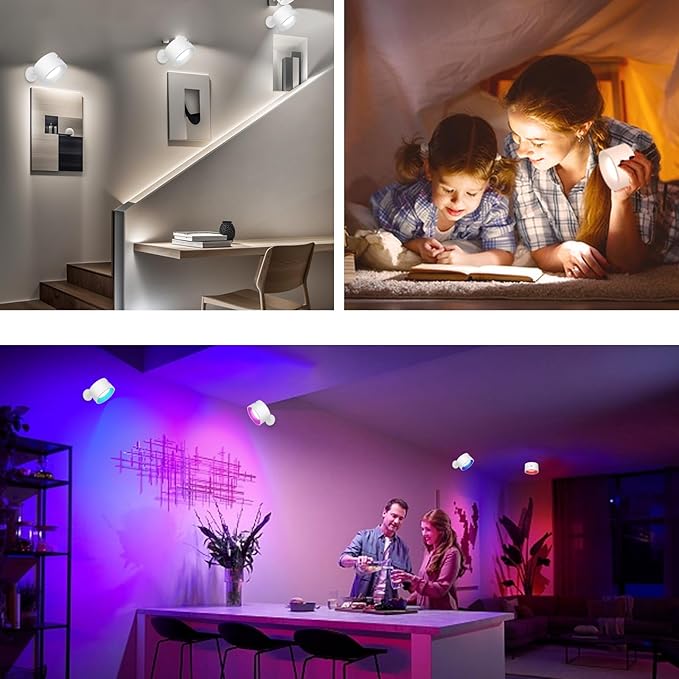 Adetu LED Wall Mounted Lights, Rechargeable Wall Sconces Lamp, 3 Color Temperatures & Remote, Magnetic Clamp Light 360° Rotation Dimmable Cordless Wall Lights for Living Room Bedside (1 Pack, White)