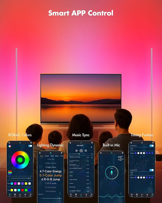 LED Corner Lamp, Smart RGB Floor Lamp for Living Room, Bedroom | 1200LM Dimmable with 16 Million Color Changing, Music Sync, APP & Remote Control, Standing LED Light for Gaming Room - Silver