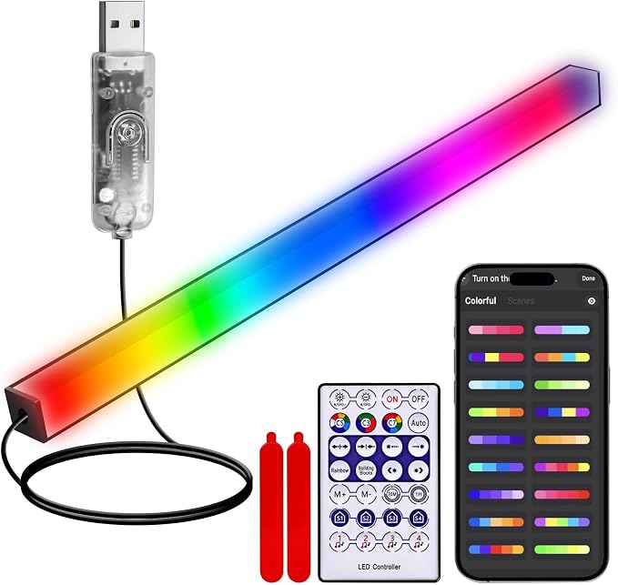 RGB LED Monitor Ambient Light Bar, 16 Inch USB Powered, APP Control & Music Sync, 16 Million Colors Dimmable, Gaming/Desk Display Backlight