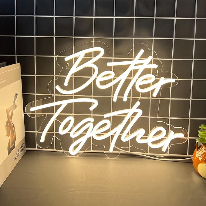 Better Together Neon Sign, Warm White Led Neon Light Signs, Art Wall Lights Decoration for Wedding Party Club Anniversary Bar Birthday decor(Better Together)
