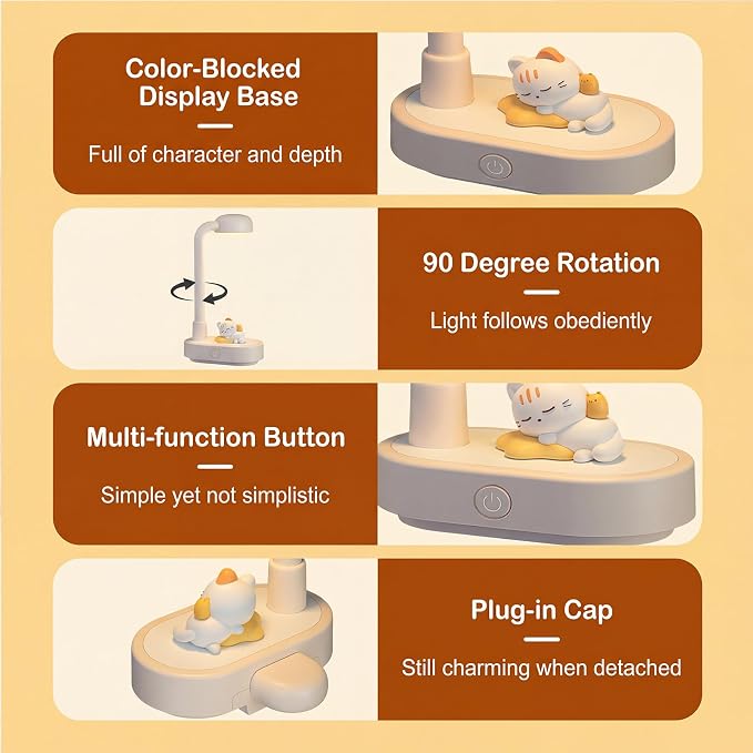 Decorative Night Lights Plug into Wall, Cute Cartoon Cat Night Light with On/Off Switch, 3-Color Dimmable Brightness, Home Decor Birthday Gift for Kids, Ideal for Bedroom, Bathroom, Kitchen, Hallway