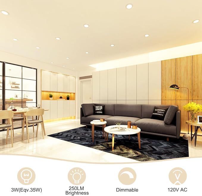 2 Inch LED Recessed Lighting, Dimmable LED Downlight 3W (35W Halogen Equivalent), LED Recessed Lights with LED Driver, CRI80, 3000K Warm White Ceiling Light, 16 Pack