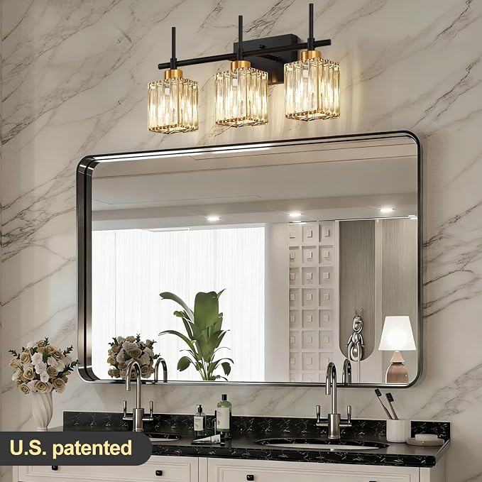 Torondo Modern Yellow Vanity Lights,Crystal Vanity Lights for Bathroom, Modern Crystal Bathroom Light Fixture