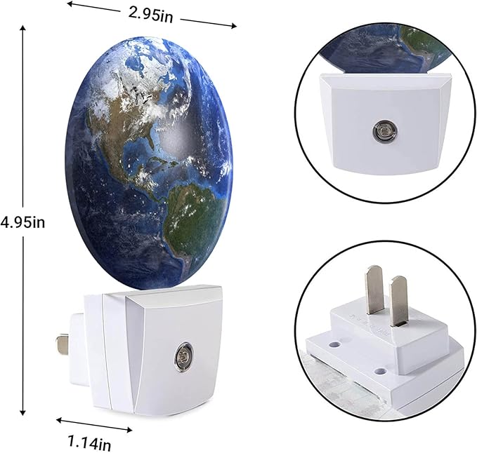 EKOBLA Earth Novelty Plug-in Nightlights Blue Planet Ocean Mountain Space Universe Night Lights Plug into Wall Auto Sensor LED for Boys Girls Men Women Home Decor Holiday Gifts