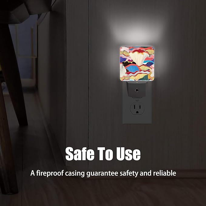 Colorful Mushrooms Night Light, Dusk to Dawn Smart Sensor Nightlight for Bedroom Bathroom Kitchen Hallway Stairs Hallway, Plug-in, Energy Efficient Decor Desk Lamp Gifts