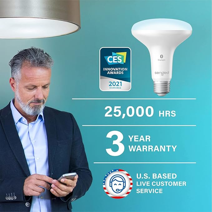 Sengled Smart Bulbs That Work with Alexa, Smart Flood Light Bulb Bluetooth, BR30 Smart Light Bulb 5000K Dimmable 650LM, Daylight 65W Equivalent E26 Recessed, Alexa Light Bulb, No Hub Required, 4 Pack
