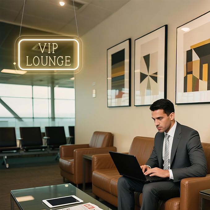 Vip Lounge Neon Sign Dimmable LED Neon Sign Light Up Sign Wall Decor for Airport Hotel Bar Club High-speed Rail Station Lounge Light For Business Store VIP Area 40cm*20cm Warm White