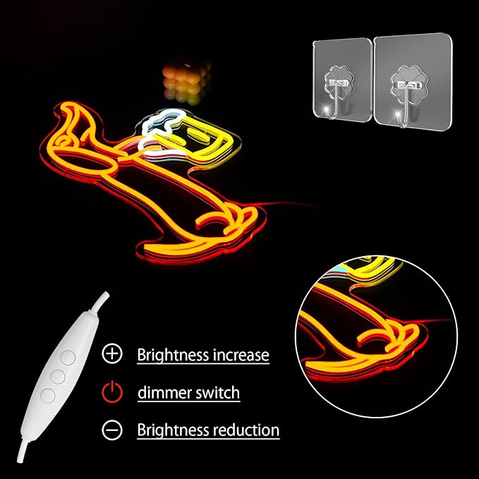 Dachshund Neon Sign for Wall Decor Dachshund Drink Beer Light up Sign for Pet Store Cute Dog Neon Lights Beer LED Neon Light for Pet Shop Bar Pub Party Decor Gift for Dog Lover(16.9''*11.4'')