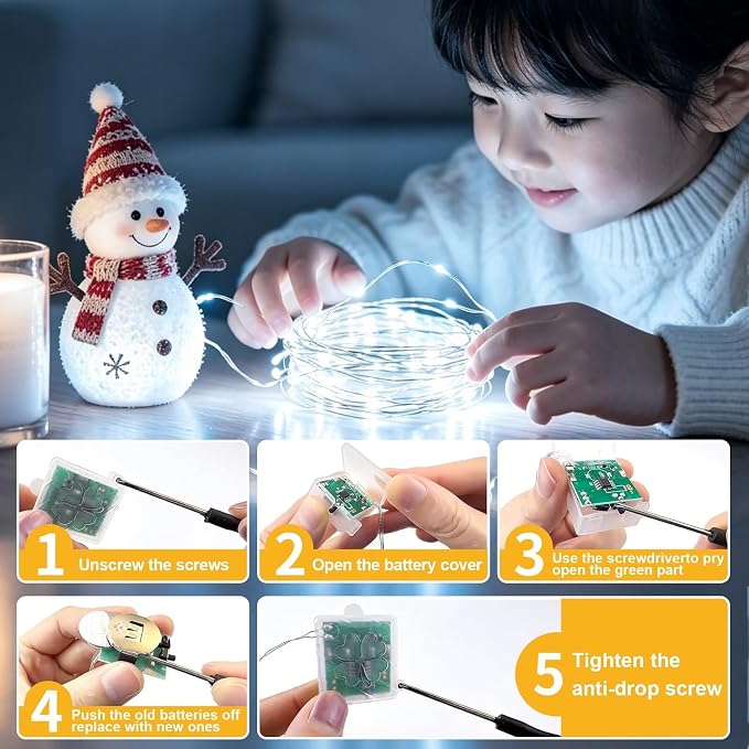 ZGWJ 12 Pack White Fairy Lights, Mini String Lights with Remote and Timer | 8 Lighting Modes Timing Function Battery Operated 7 FT 20 LED Waterproof,Halloween Christmas Tree Parties Decor