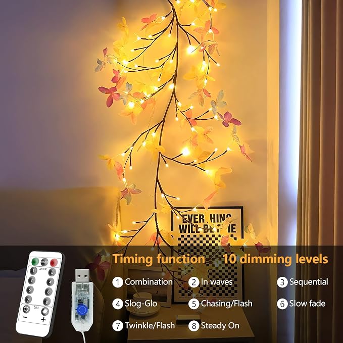 FNHMSL Butterfly Enchanted Willow Vine Lights, 4FT 48LED 3 Color Butterfly Blossom Tree Branch Lights for Wall with USB Battery Box, Remote Timer,8 Light Model, Bedroom Wall Doors Wedding, Christmas | 3 Color USB Butterfly Enchanted Willow Vine Lights ...