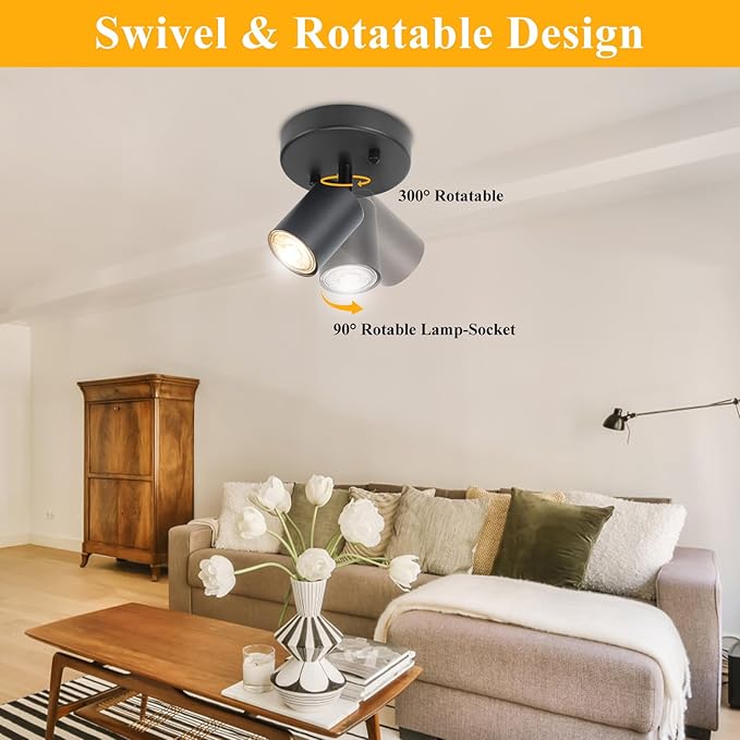 BoostArea LED Track Lighting Kit, Monopoint Sconce Adjustable Flush Mount Spot, Flexibly Rotatable Head for Kitchen, Living Room, Bedroom, GU10 Bulb Not Included