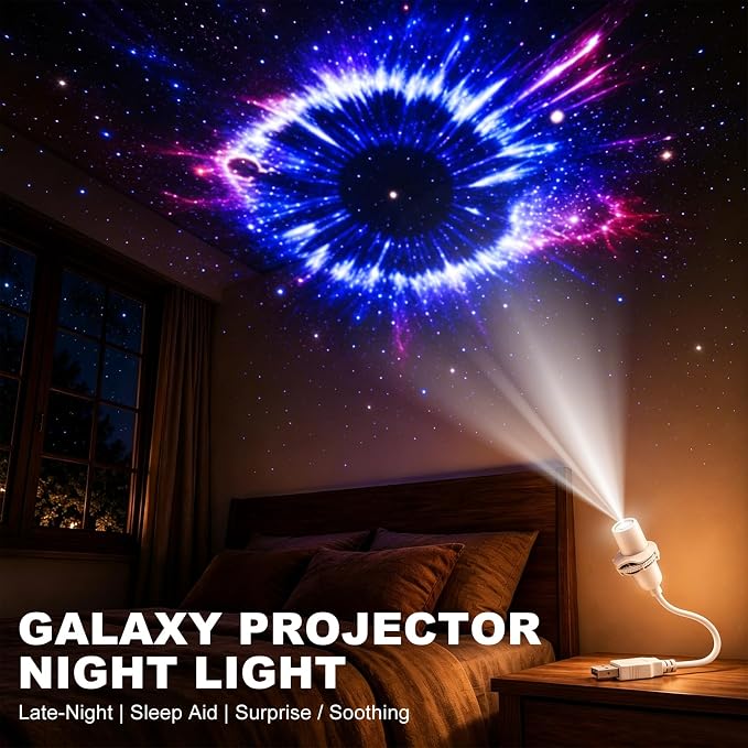 Projector Moon Galaxy Night Light for Bedroom, 15 Patterns LED Starry Sky Lamp with 360 Degree Flexible Gooseneck, for Home Decor Sleep Mood Lighting