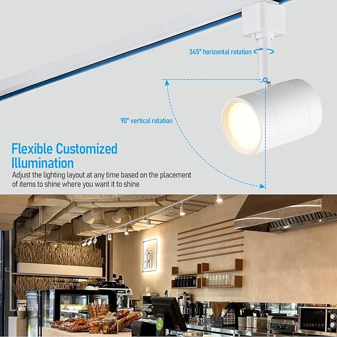 LEONLITE Small Space Series 8.5W LED H Track Lighting Heads, ETL Listed, Dimmable H Track Light Heads for Store Shop Cafe, CRI90, H Track Lighting, 5CCT, Matte White, Pack of 4
