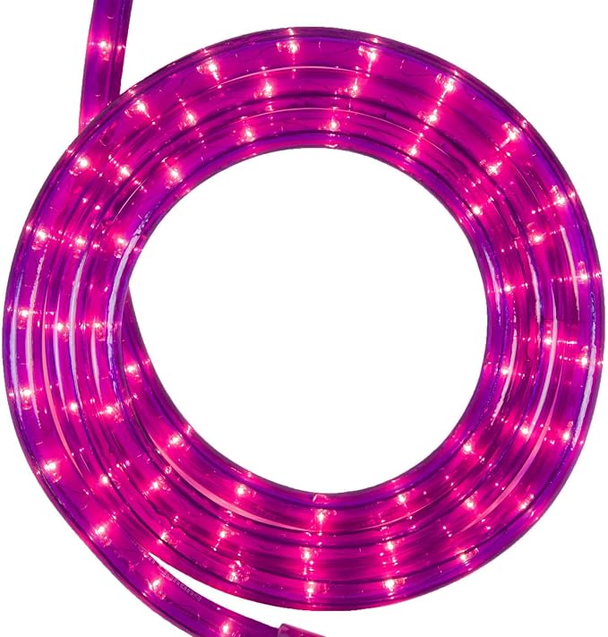 Wintergreen Lighting 18' 216-Bulb Heavy Duty Purple Incandescent Rope Light Kit – Light Rope Outdoor Halloween - Includes Clips and Power Cord, 120V