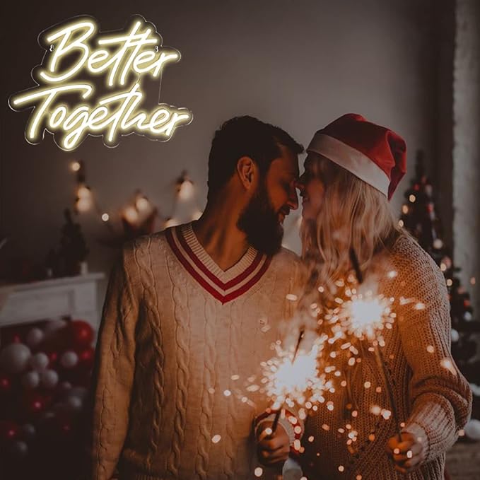 Better Together Neon Sign, Warm White Led Neon Light Signs, Art Wall Lights Decoration for Wedding Party Club Anniversary Bar Birthday decor(Better Together)