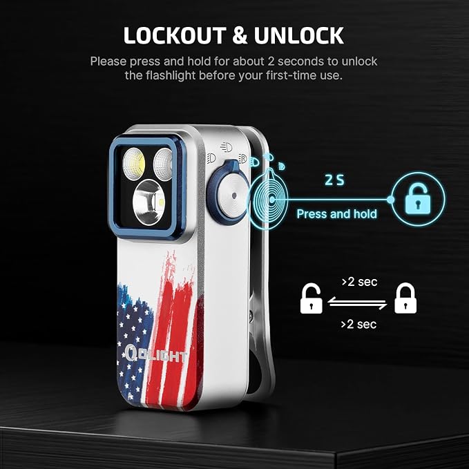 OLIGHT Oclip Pro Rechargeable EDC Clip-on Flashlight, Stars & Stripes | Red Light, 500 Lumens Floodlight, Spotlight, Pocket-Sized, USB-C Charging, Magnetic, for Work, Signaling, Outdoor or Home Use