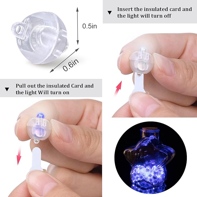 Aogist 100 Pcs Blue Balloon Light with Loop for Hanging, Mini Ball Lights LED Drinks Lights Round Tiny Light for Paper Lanterns Balloons Vases Birthday Party Event Wedding Decoration