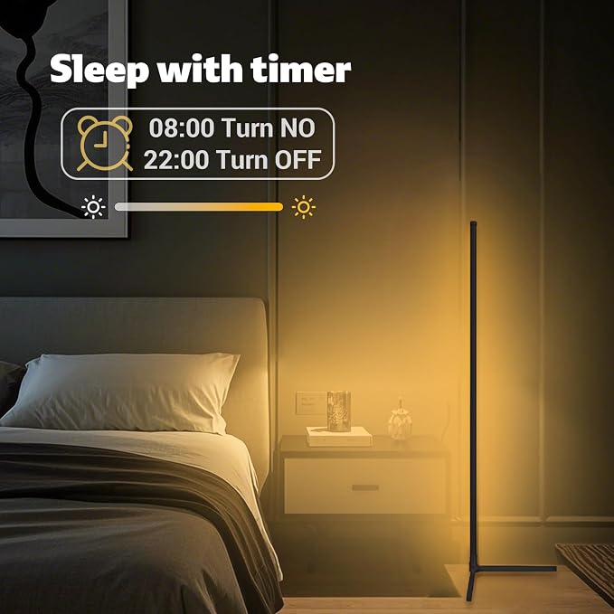 Tyute Corner Floor Lamp 2 Pack, LED Lamps with Remote, RGB Standing Lamp, LED Light Stick, Music Sync Dimmable Color Changing Ambient Light Bar for Bedroom, Living Room, Gaming Room, Party, Dorm
