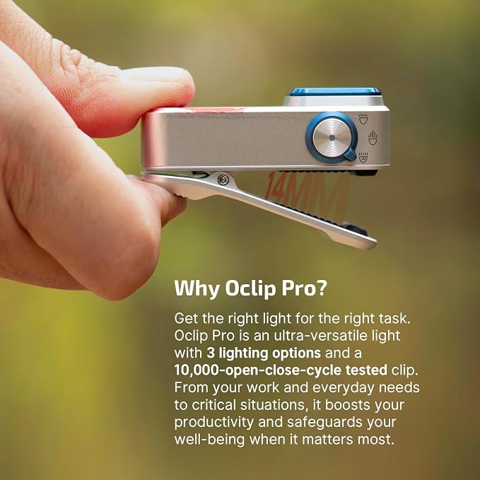OLIGHT Oclip Pro Rechargeable EDC Clip-on Flashlight, Stars & Stripes | Red Light, 500 Lumens Floodlight, Spotlight, Pocket-Sized, USB-C Charging, Magnetic, for Work, Signaling, Outdoor or Home Use