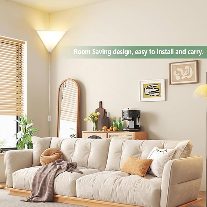 2-Pack Dimmable Corner Lamp With Remote & Smart Bulb, Plug In Ceiling Light With Cord, Led Corner Lights For Living Room Bedroom Basement Office, Room-Saving Wall Light, Safe For Kids & Pets Design