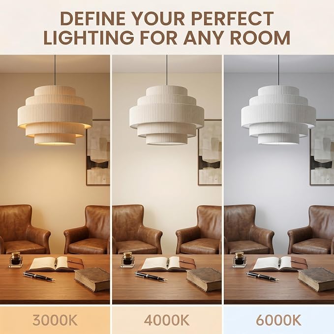 AUQUEE 5-Tier Corduroy Pendant Light for Kitchen Island, 13” Anti-Glare Boho Hanging Light Fixture, Adjustable Modern Ceiling Chandelier for Dining Room Bedroom Living Room Entryway Hallway, Beige