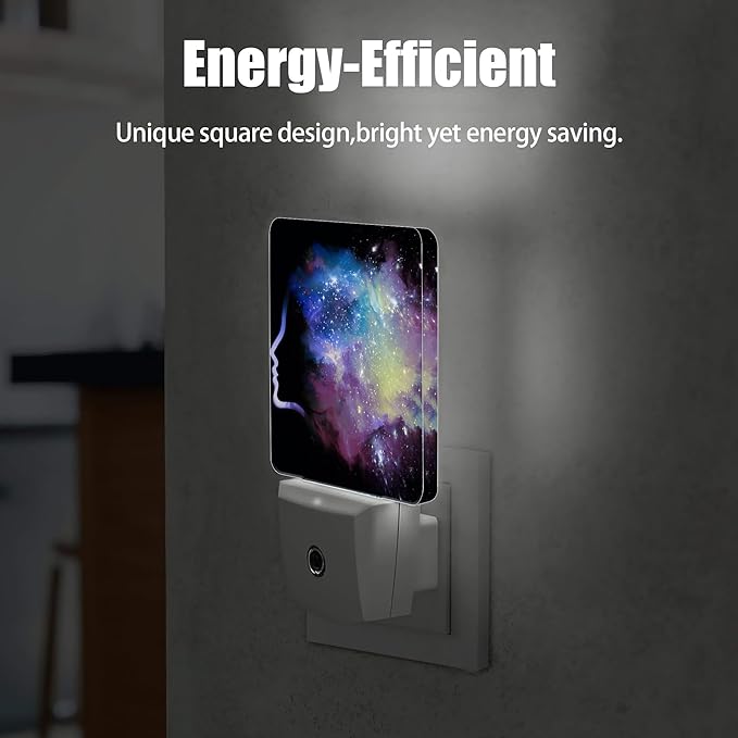 Abstract Girl Night Light, Starry Sky Night Lights Plug into Wall Decor for Bedroom, Bathroom, Hallway, Kitchen, Dusk to Dawn Sensor Nightlights for Girls Women Room Gifts