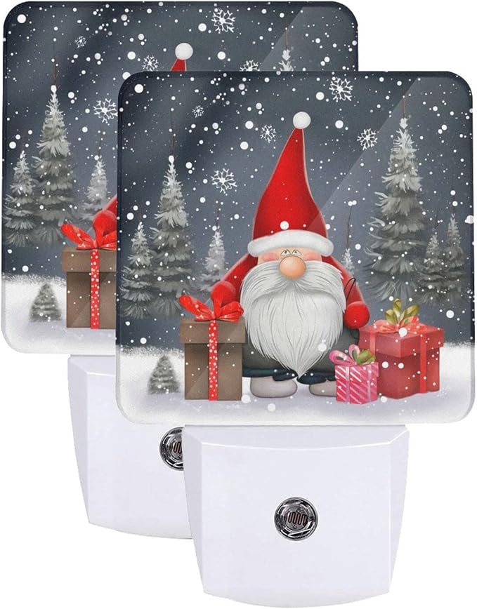 Christmas LED Plug-in Night Light 2-Pack, Auto Sensor Emergency Snowflake Nightlights Set of 2 for Dawn Bedroom Kitchen/Dusk Bathroom/Night Stairs Hallway Toilet