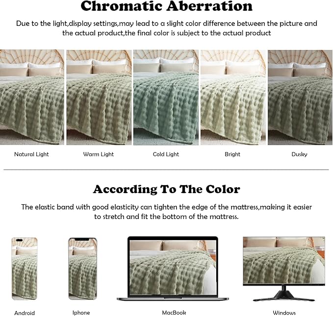 NEWCOSPLAY Throw Blanket for Couch Sage Green Super Soft Flannel Fleece 3D Bubble Lightweight Bed Blanket All Season Use (Sage Green, Throw(50"x60"))