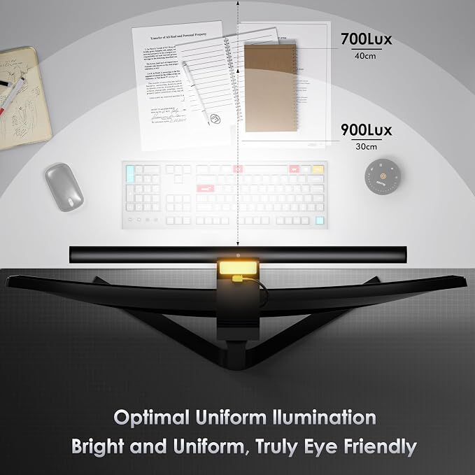 Quntis Monitor Light Bar with Remote, 16.7'' Eye Care No Glare Computer Light Bar with Backlight, Auto-Dimming & Timer, Stepless Dimming Monitor Lamp for Desk Gaming Home Office Curved Monitors