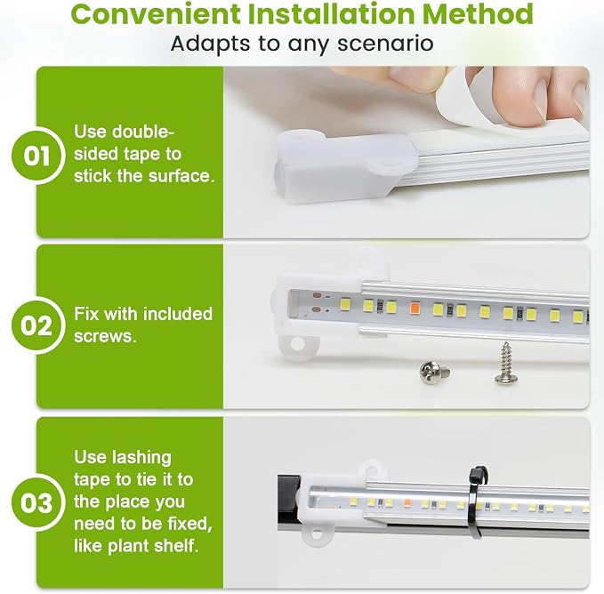 Kullsinss 8in Grow Lights Strips, 56 LEDs Plant Lights for Indoor Growing | Dual-Strip Full Spectrum Plant Lamp with 6/12/16H Auto Timer, 5 Dimmable Levels, Fits Seedlings, Herbs & Plant Shelf, 2 Pack