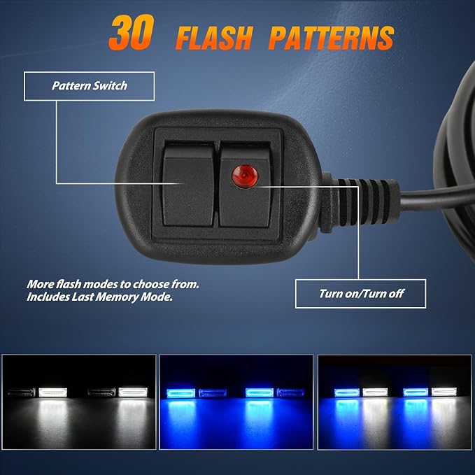 Nilight 40LED Blue White Emergency Strobe Traffic Advisor Light Bar with Suction Cups Dash Safety Warning Hazard Flashing Lights Interior Front/Rear Windshield for Trucks Construction Vehicles | with Suction Cups Dash Safety Warning Hazard Flashing Lig...