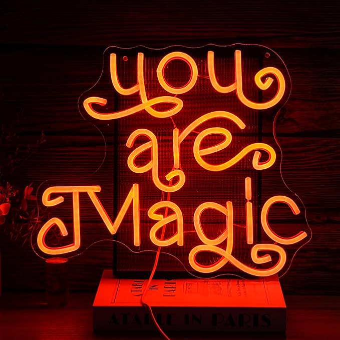 You Are Magic Neon Sign Orange Cute Letters Led Light Up Sign for Wall Decor USB Powered Dimmable Magic Neon Light for Bedroom Bar Classroom Office