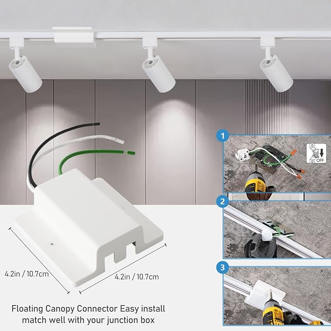 3-Color 4-Light LED Track Lighting Kit with 3.3FT H Track Lighting Rails & Canopy Connector, GU10 Dimmable Track Light Kit, Modern Kitchen Track Lighting Fixtures Ceiling Spot Light, White