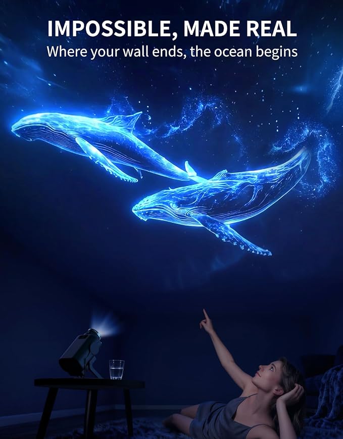3D Immersive Galaxy Projector, 60 Themes Star Projector for Bedroom, Full-Room Planetarium Projector with Remote, HD Aurora Light Projector, Astronaut-Style Space Gift Kids