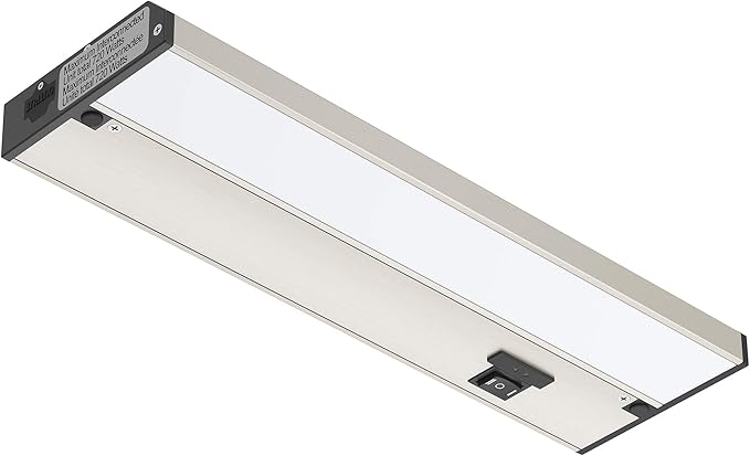 Getinlight 12-inch 3 Color Levels LED Under Cabinet Lighting, Hardwired or Plugged-in, Selectable White 2700K/3000K/4000K, Dimmable, Brushed Nickel Finished, IN-0210-1-SN