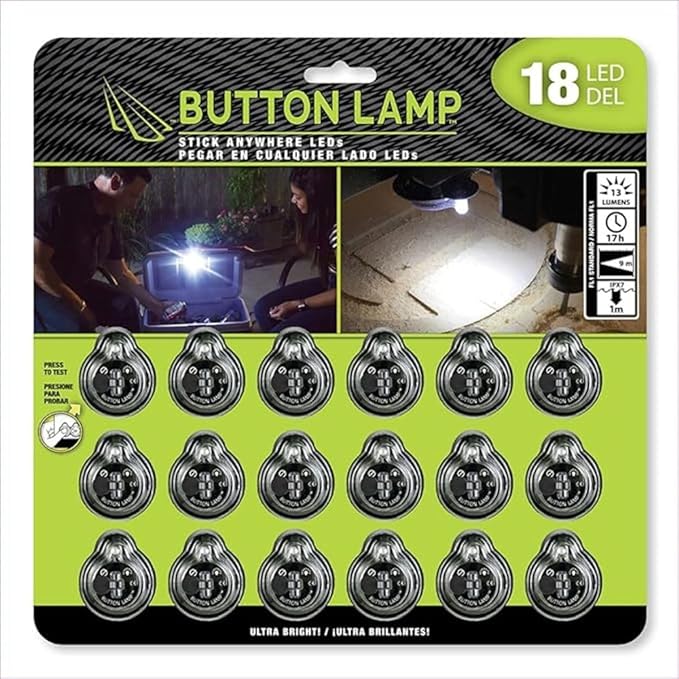 Panther Vision Button LAMP Adhesive LEDs Light Package - Lightweight, Ultra Small, Ultra Bright LED Utility Lights (18 Pack)