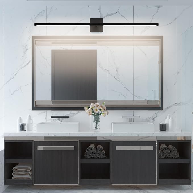 Tipace Hard-Wired LED Black Vanity Light Fixtures for Bathroom Over Mirror 39.4 inch LED Bath Sconces Hardwired 5CCT Adjustable Morden Picture Lights for Paintings