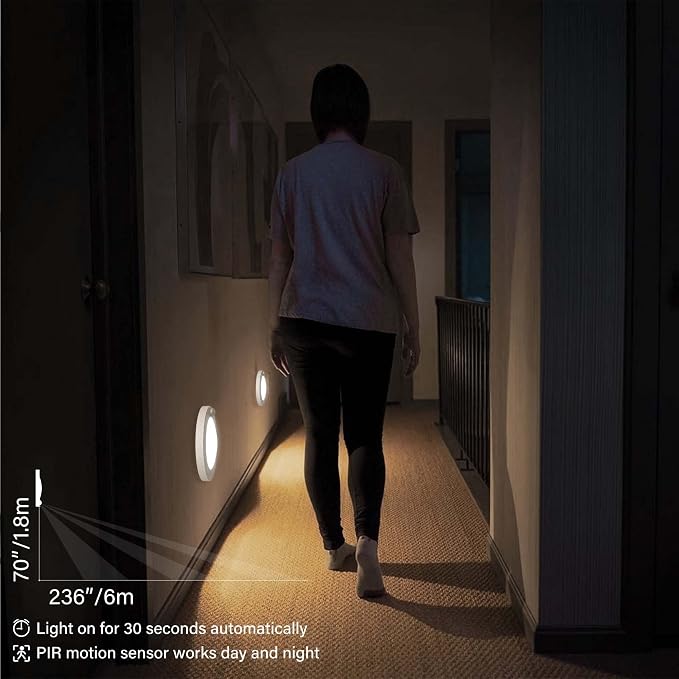 ZAGO LED 6" 120 Volts Closet Light Wired, PIR Motion Sensor Ceiling Disc Light, 15W, 1100 Lumens, CRI>80, 5000K Daylight White for Closet, Laundry, Garage, Pantry, Wet Location, ETL, White, 4 Packs