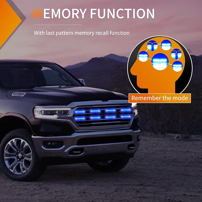Nilight 8PCS Led Strobe Lights 12LED Blue Emergency Light 12V 24V Surface Mount Flashing Warning Hazard Beacon Ultra Slim Sync Feature Mini Grille for Cars Trucks Off Road Vehicles SUV